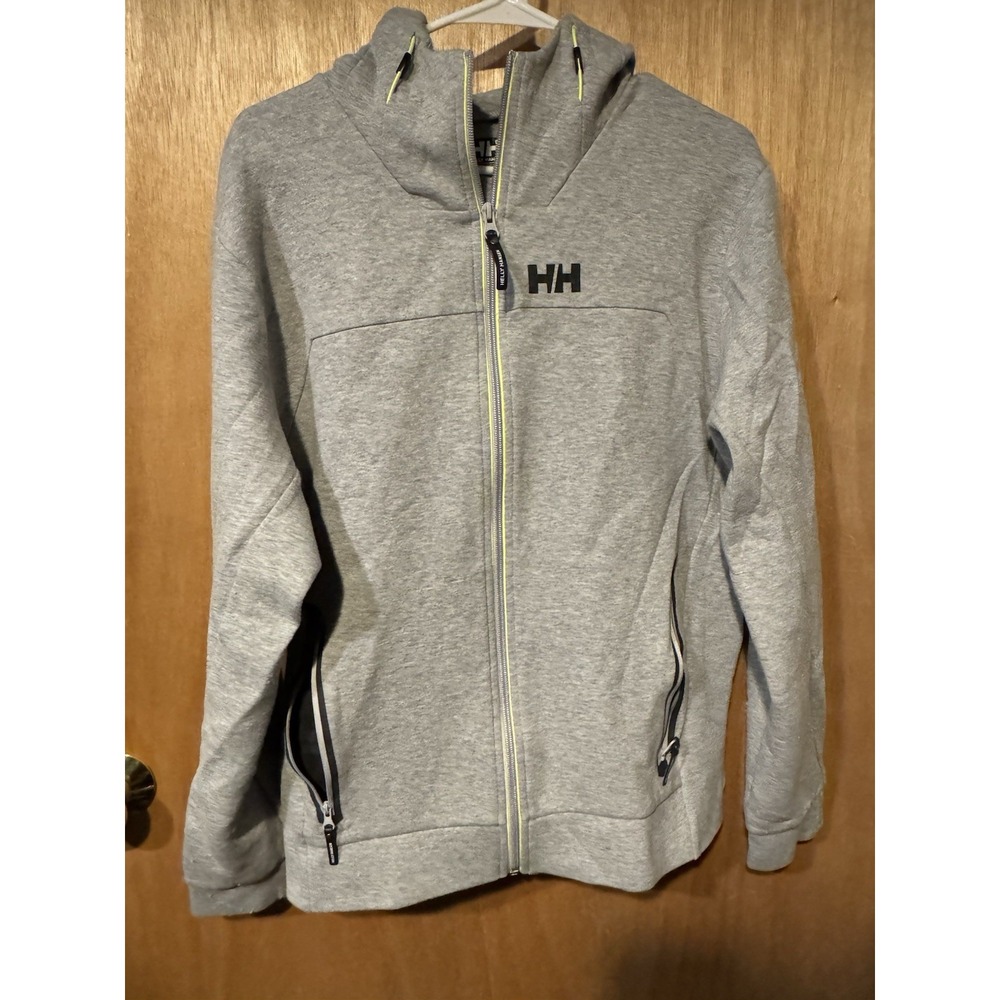 Helly Hansen Light Gray Full-Zip Hooded Sweatshirt with Black HH Logo